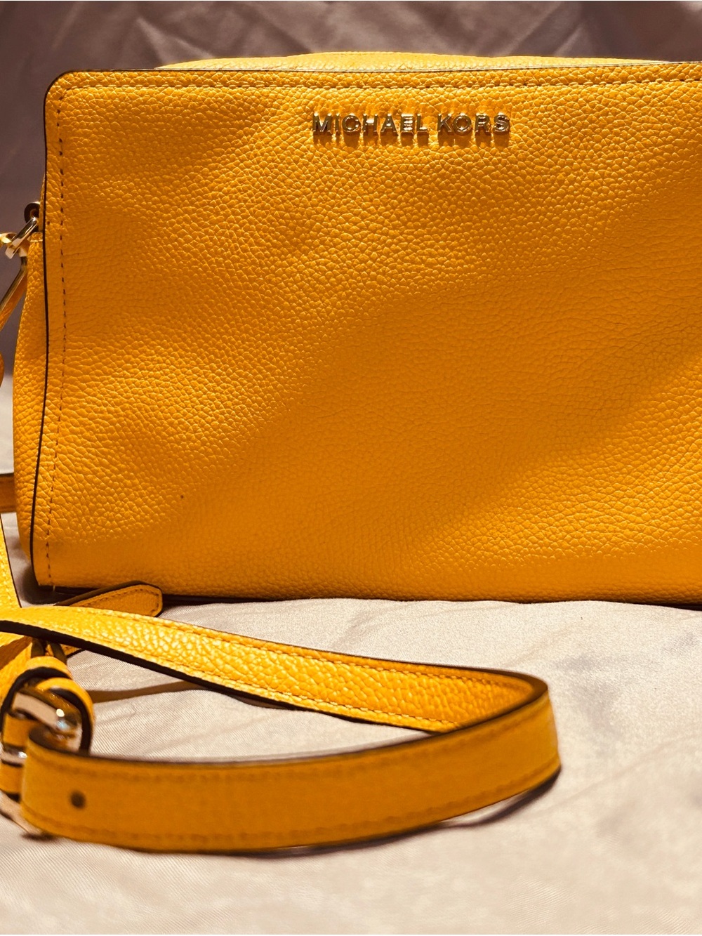 Michael Kors Bright Yellow Pebbled Leather Crossbody